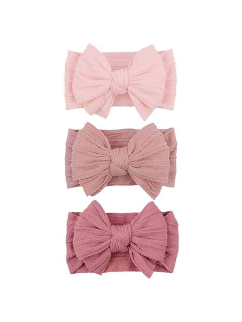 Pink Nylon Baby Girl Bow Headbands Newborn Infant Toddler Stretchy Hair Bands